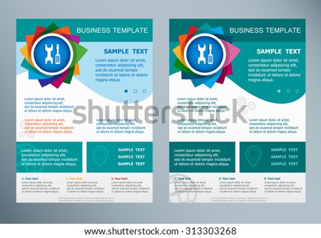Wrench and screwdriver icon on abstract vector modern flyer. Brochure design template. 