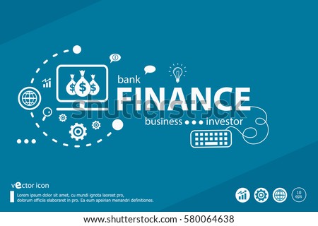 Finance related words and marketing concept. Infographic business. Project for web banner and creative process.