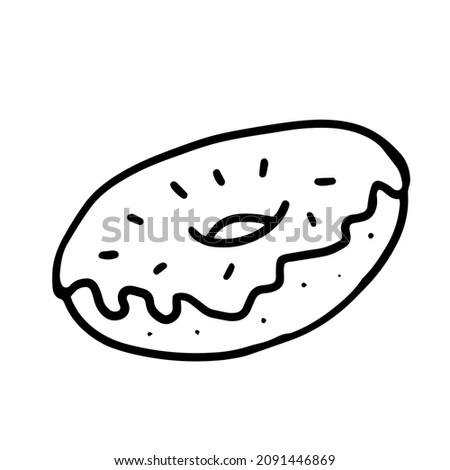 Donut in doodle style. Isolated vector.