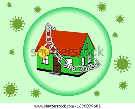 Coronavirus Lockdown symbol. Corona virus pandemic puts countries on lock down. outbreak design Vector illustration House designs around the world are locked because they avoid lock home