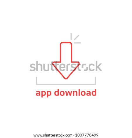 simple thin line app download logo. contour flat style trend modern logotype graphic art design isolated on white background. concept of application downloading from web store or program user loading