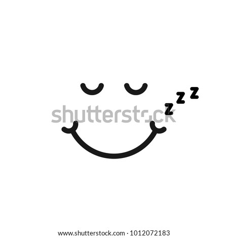thin line sleep emoji logo like snoring. concept of narcolepsy smiley or abstract goodnight label. linear cartoon flat style trend modern zzzz emogi logotype graphic art design isolated on white