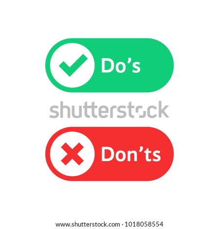 check marks ui button with dos and donts. flat simple style trend modern red and green checkmark logotype graphic design isolated on white. concept of poor or good test result or performance review