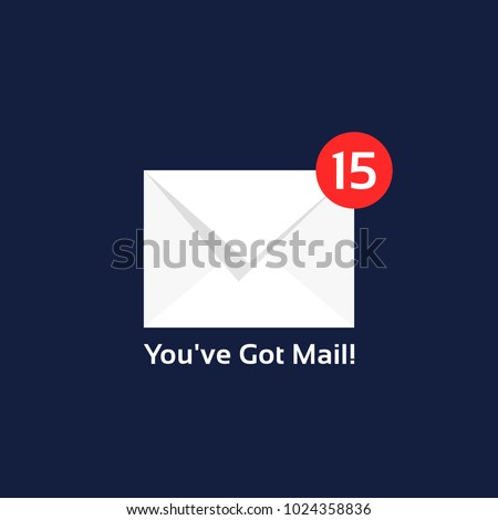 white online notification like unread email. concept of notice or many check message for mobile app and you've got mail. flat simple cartoon style trend e-mail logotype graphic design illustration