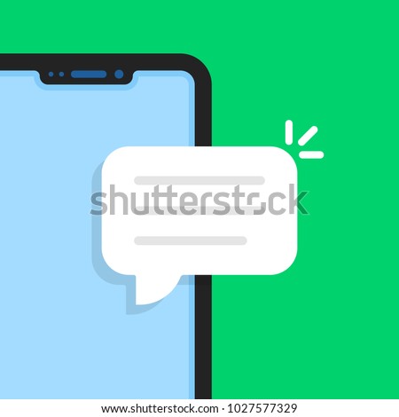 cartoon frameless phone like online chat. flat style trend simple logo graphic art design isolated on green background. concept of instant opinion spam message and people dating or hotline chatting