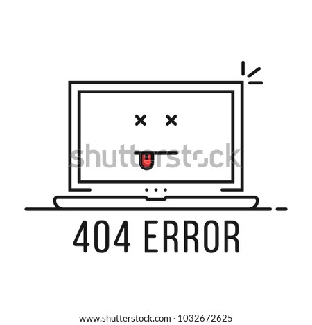 thin line 404 error with dead emoji. concept of page not found or web site under construction or maintenance. linear flat minimal trend modern simple logo graphic design isolated on white background