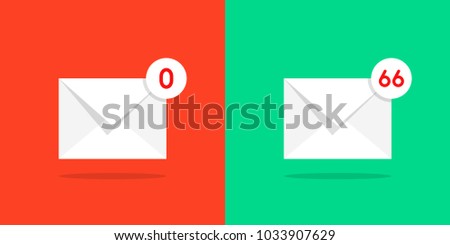 color full and empty mail box. simple cartoon trend modern ui notify logo graphic design isolated on color background. concept of dispatch news or data file or bulk mail in website and verification