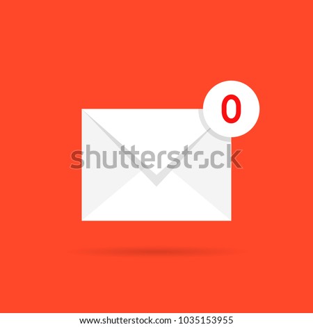 zero mail like empty inbox. simple flat modern ui logotype graphic design isolated on red background. concept of personal postbox without messages or postal information or notice and disassembled mail