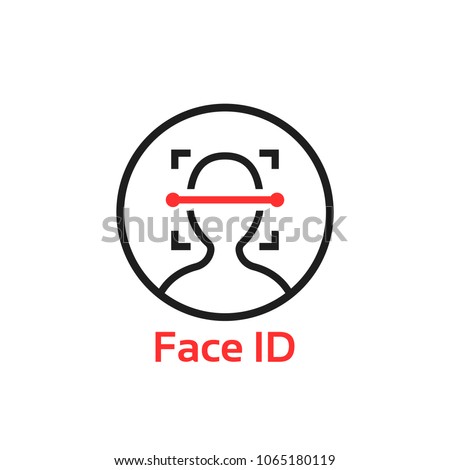 simple thin line face id scan logo. concept of fast future facial scanner for smart phone or laptop. stroke flat trend modern software ui logotype graphic linear design isolated on white background