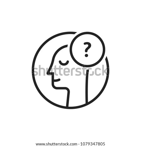 doubt logo with thin line man. stroke style trend modern simple person imagine logotype graphic art round design isolated on white background. concept of choice opportunity or decision by intuition