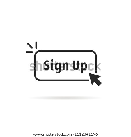 linear simple black sign up button. concept of signup on site or apply now to community and open registration. flat outline modern logotype graphic art design illustration isolated on white background