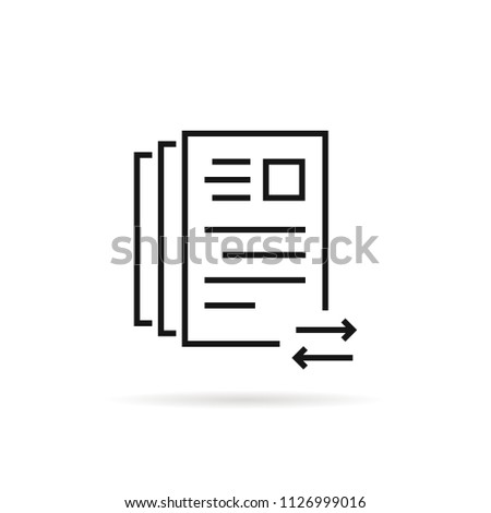 send or receive thin line document. stroke flat modern logotype graphic art design isolated on white. concept of update, transmission or review doc like paperwork and synchronization of information