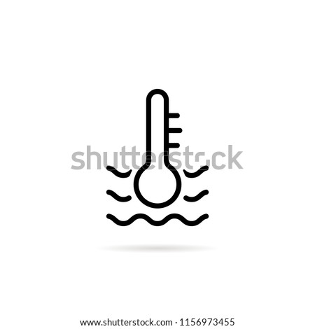 black thin line water temperature indicator icon. flat stroke trend modern logotype graphic art design isolated on white. concept of vehicle panel element for temp conditioner system or coolant pump