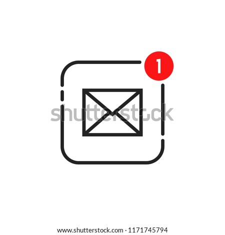 linear one notification in  mailbox. concept of you've got mail with dispatch and advertising report incoming. flat stroke trend modern logotype graphic art design isolated on white background
