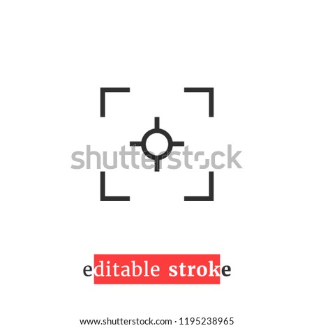 minimal editable stroke capture icon. flat lineart style trend modern view finder logotype graphic design element isolated on white background. concept of viewfinder badge with change line thickness