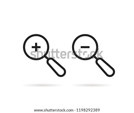 set of thin line zoom in and out icon. flat stroke minimal style trend modern logo graphic art design lineart element isolated on white background. concept of increase sign for website or webpage