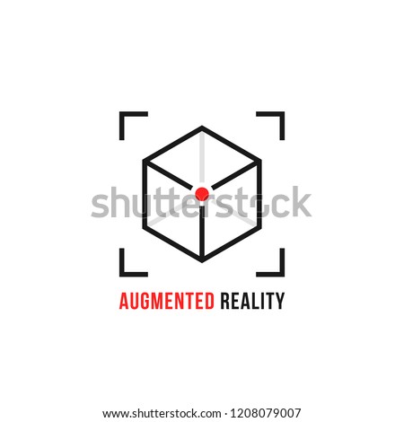 augmented reality with thin line cube. flat linear trend modern ar logotype graphic art design isolated on white. concept of future visual simulation via smartphone or tablet and innovation technology