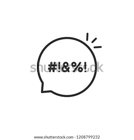 swear bubble like bad language. concept of explicitives like abstract sign eg hashtag and aggressive disagreement. flat stroke trend modern simple lineart logotype art graphic design isolated on white