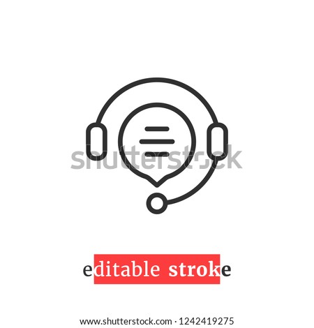 minimal editable stroke hotline icon. flat linear change line thickness simple operator logotype graphic unique design isolated on white. concept of client network for ecommerce and user consultation