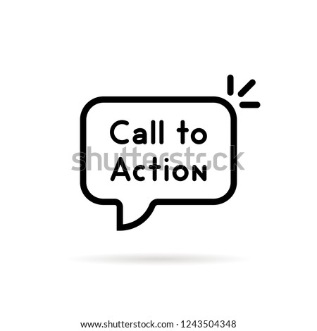 black thin line call to action bubble. flat stroke simple trend cta web logotype graphic lineart ui design art on white. concept of customer acquisition by website and take initiative or optimization