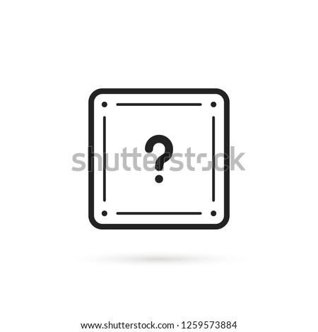 black thin line question box. flat stroke trend modern faq logotype graphic lineart design art isolated on white background. concept of mmorpg game item for micro payments and simple quest badge