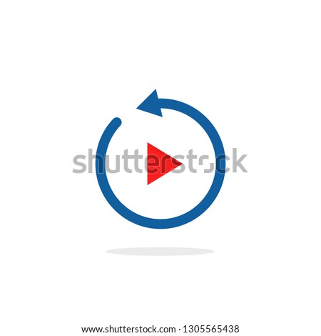 replay simple icon isolated on white. flat cartoon trend modern round recap logotype graphic design element. concept of repeating track or video clip like repeated listening music or watching movie
