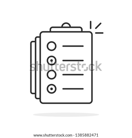 black thin line test or exam icon. flat lineart modern to do list logotype graphic stroke art design isolated on white background. concept of online examination or study process and checkbox symbol