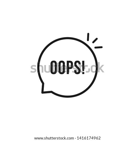 black oops thin line logo. flat stroke style trendy speech bubble logotype graphic art design element isolated on white background. concept of minimal badge of wonder or fail and error