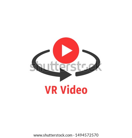 minimal red vr video icon. concept of fun experience in gaming or streaming service and cinema watching. flat simple trend modern abstract ar logotype graphic design isolated on white background