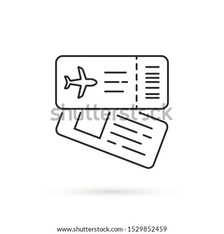 thin line airline tickets icon. flat lineart style modern boarding pass id logotype graphic stroke art design isolated on white background. concept of international flight information or admission