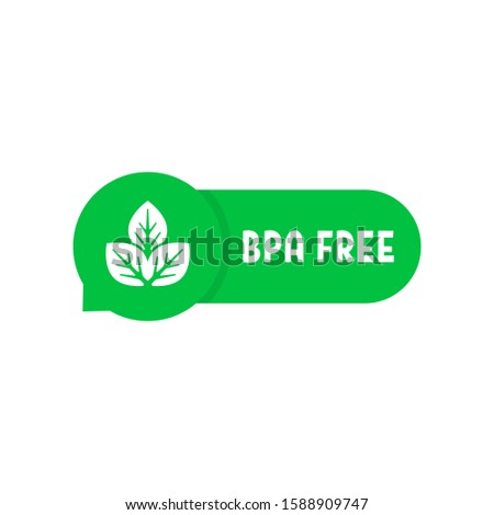 bpa free simple green speech bubble. concept of product without plastic and non-toxic goods. cartoon minimal style trend modern logotype graphic design isolated on white background