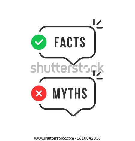 thin line speech bubbles with facts and myths. flat stroke style trend modern logotype graphic art design isolated on white background. concept of thorough fact-checking or easy compare evidence
