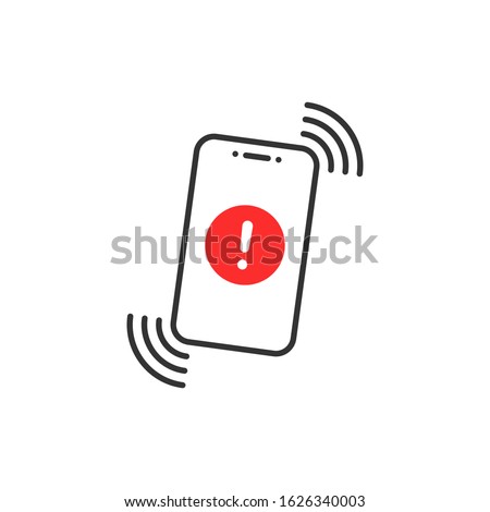 alert message in thin line phone. flat linear trend modern logotype graphic design isolated on white background. concept of red hazard or beware now on device display and phishing attack or malware