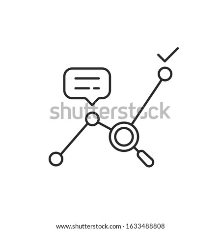 thin line big data analytics or kpi icon. concept of statistics analysis process and business productivity improvement. flat linear trendy stroke logotype graphic art design element isolated on white