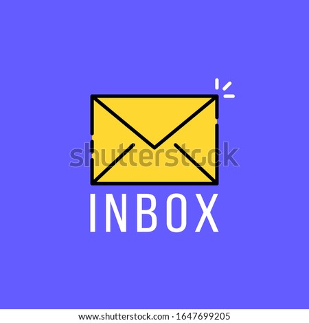 yellow cartoon inbox like notification. concept of inbound text campaign contact message and web promotion. flat trend modern simple outline attachment message logotype graphic design element
