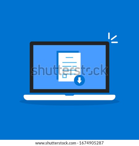 cartoon notebook like document upload. flat simple trend modern graphic pc design element isolated on blue background. concept of easy and fast text file load and document transfer or duplicate