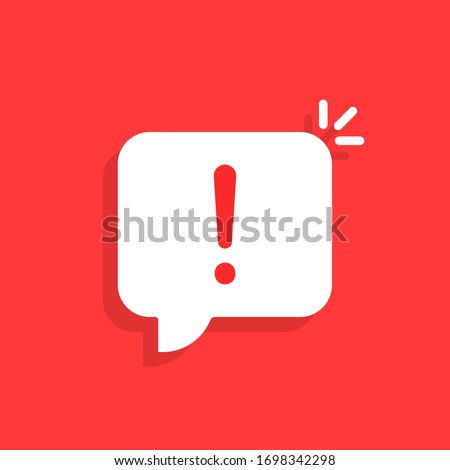 important message like white speech bubble. concept of stop label and urgent information. cartoon trend modern sms inform logotype graphic mobile application simple design isolated on red background