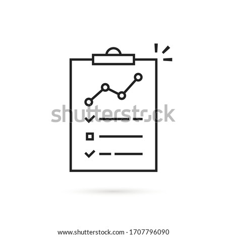thin line economic performance report. flat lineart trend modern simple stroke logotype graphic art design isolated on white. concept of linear sheet with finance quality information or risk control