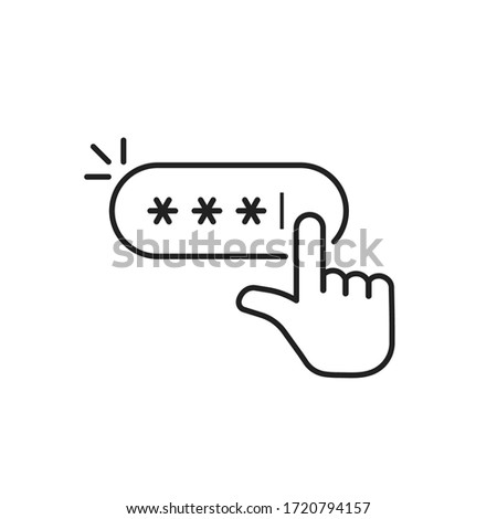 thin line hand pointer like password button. simple flat linear trend modern secure registrer logotype graphic design illustration isolated on white. concept of closed site access or forgot login
