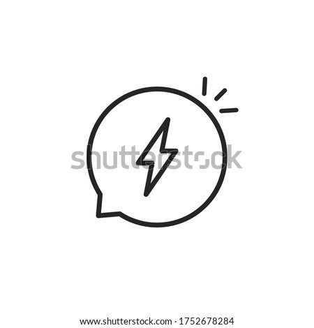 flash in thin line bubble like dispute. flat linear simple style trend modern aha moment logotype graphic art design isolated on white background. concept of web insult and offensive or impatient word