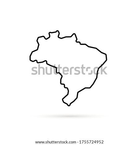 simple thin line brazil map with shadow. flat stroke style trend modern lineart logotype graphic design web infographics element isolated on white background. concept of territory brazilian country