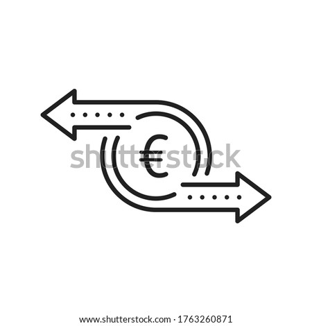 simple thin line euro like cash flow icon. flat stroke trend modern black coin logotype graphic linear design illustration isolated on white. concept of recurring payment or instant p2p currency swap