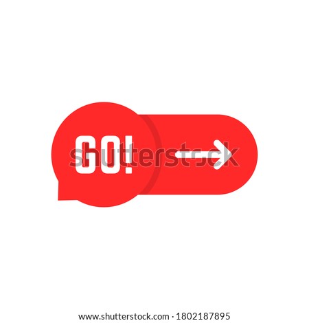 red go bubble with arrow symbol. abstract flat style trend modern move logotype graphic web design element isolated on white background. concept of choice of direction or call to action badge