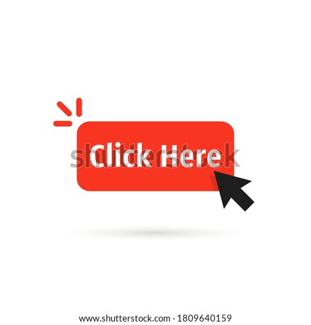 red click here button like sign up icon. simple flat style modern ppc logotype graphic art design isolated on white background. concept of searching information symbol and push enter or add banner
