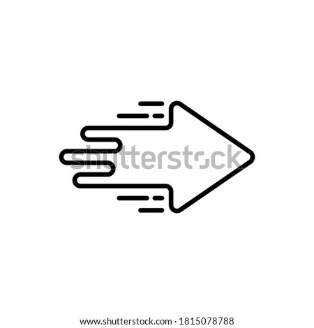 black forward arrow icon like moving. lineart trend modern simple logotype graphic stroke design ui element isolated on white background. concept of easy way or switch badge and trade or migrate
