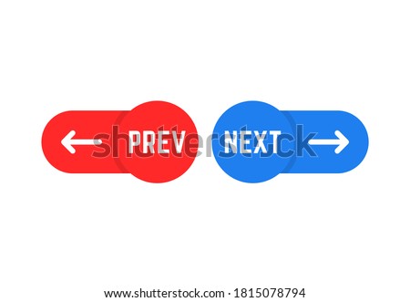 red and blue previous and next icon. cartoon trend modern prev logo graphic art design isolated on white background. concept of easy opening new site tab or page and two user interface element