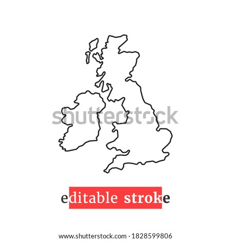 minimal editable stroke uk map icon. flat modern simplified logotype art design element isolated on white background. concept of united kingdom area or territory and great britain badge