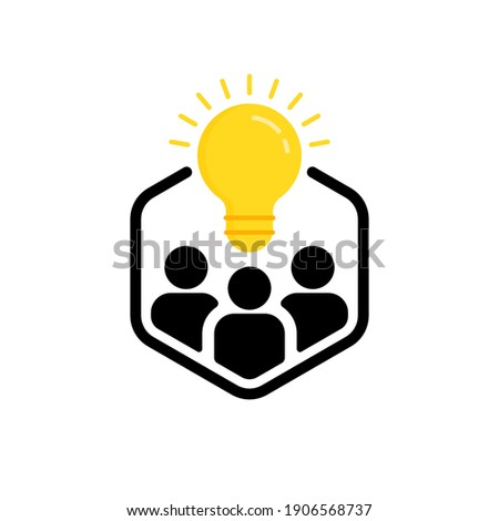 brainstorm or creation with cartoon yellow bulb. metaphor of easy e-learning or start up and approach in problem solving. flat simple trend modern logotype graphic design isolated on white background