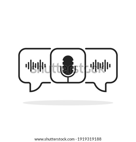 group voice chat room like black podcast icon. concept of popular method of exchanging messages and thoughts in web or internet. outline trend modern logotype graphic design element isolated on white