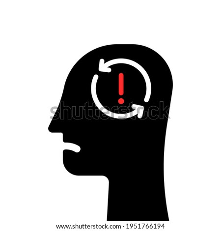 abstract black head like panic or a desperate situation. concept of daily routine or altered consciousness. flat trend modern bad option logotype graphic simple art design element isolated on white